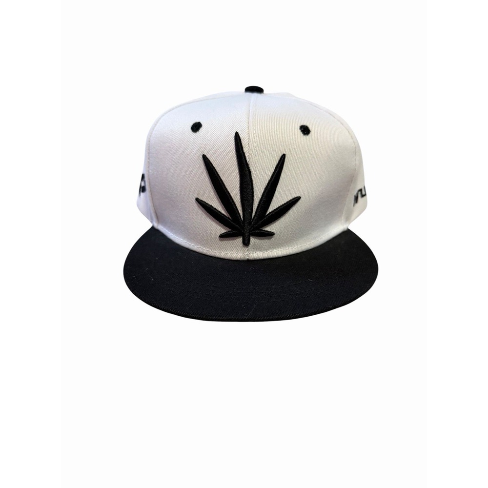 NEW mens snapback flat‎ bill hat cap adjustable white black pot leaf 420